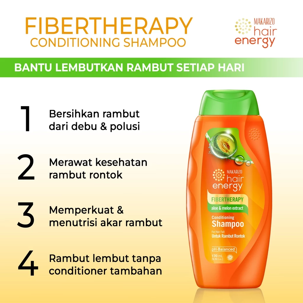 Makarizo Fibertherapy Aloe & Melon Extract Conditioning Shampoo 31 Makarizo  Fibertherapy Aloe & Melon Extract Conditioning Shampoo 170ml - Gambar 3
