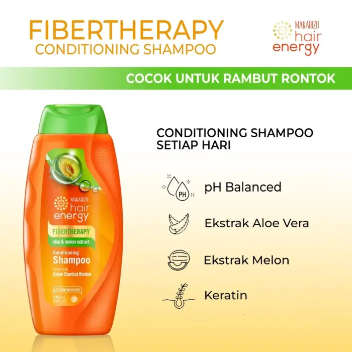Makarizo  Fibertherapy Aloe & Melon Extract Shampoo 170ml - Gambar 2