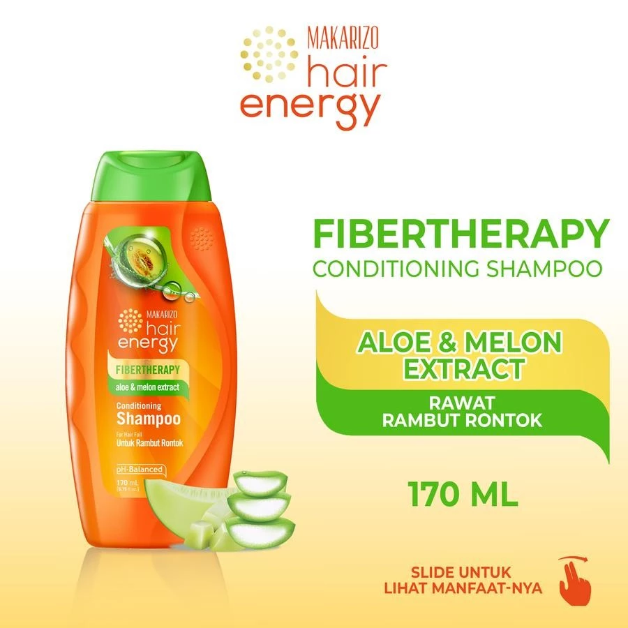 Makarizo Fibertherapy Aloe & Melon Extract Conditioning Shampoo Makarizo  Fibertherapy Aloe & Melon Extract Conditioning Shampoo 170ml - Gambar 1