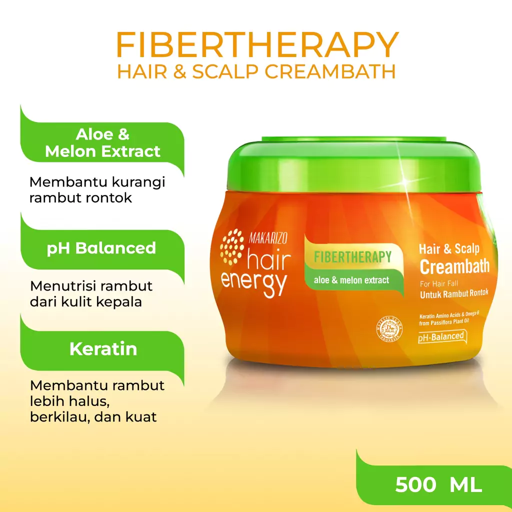 Makarizo Fibertherapy Aloe & Melon Extract Creambath 1 Makarizo Fibertherapy Aloe & Melon Extract Creambath 500 ml - Gambar 3