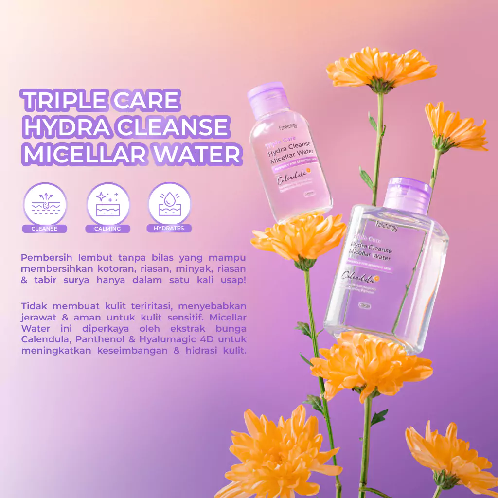 Facetology Triple Care Hydra Cleanse Micellar Water 1 Facetology Triple Care Hydra Cleanse Micellar Water 300 ml - Gambar 4