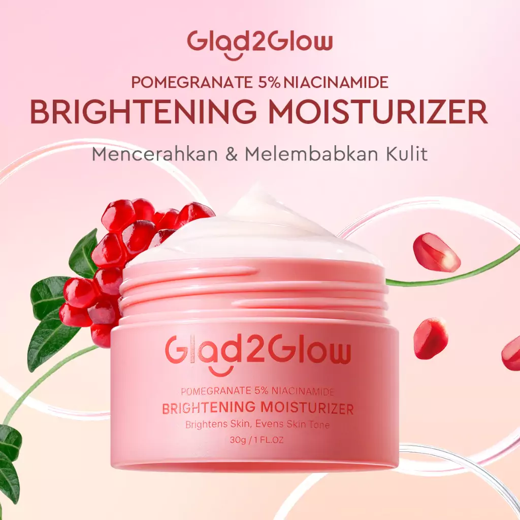 Glad2Glow Pomegranate 5% Niacinamide Brightening Moisturizer 3 Glad2Glow Pomegranate 5% Niacinamide Brightening Moisturizer - Gambar 1