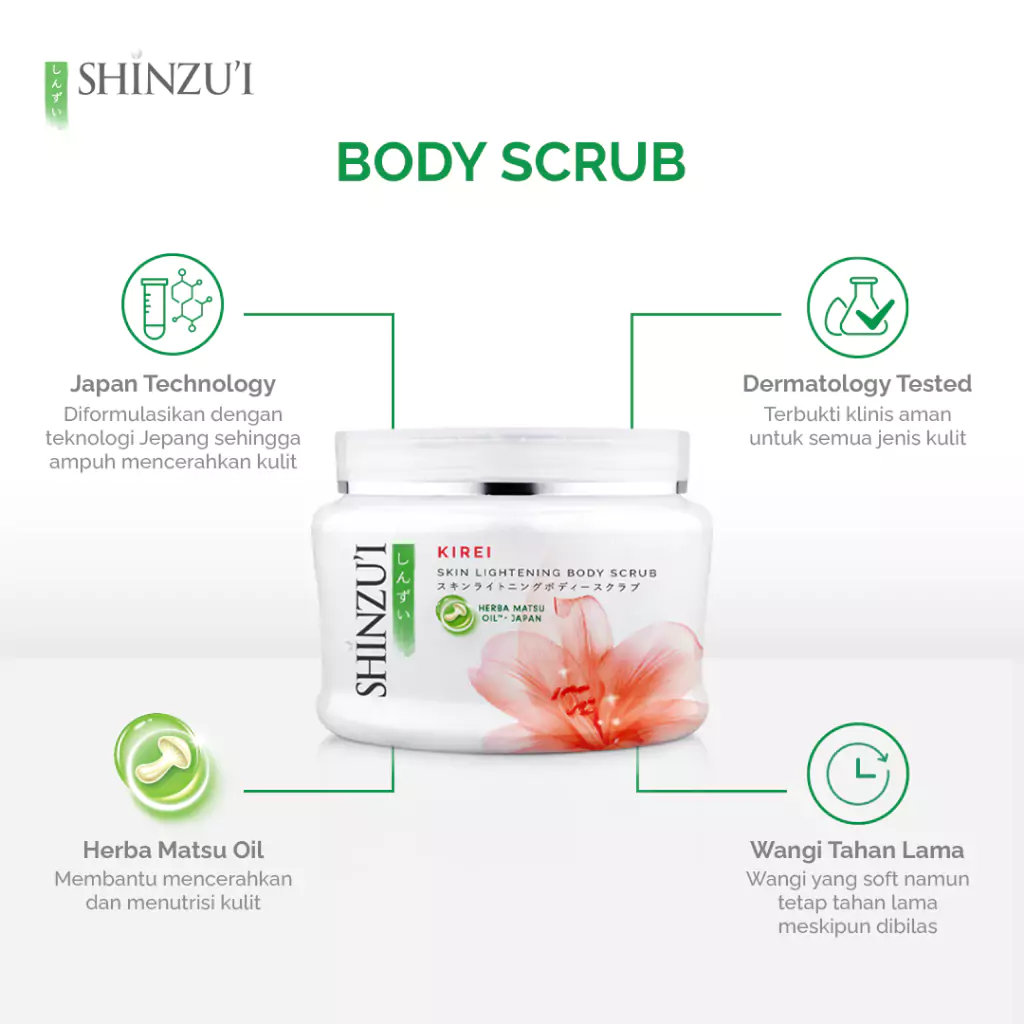 Shinzui Skin Lightening Body Scrub Kirei 3 Shinzui Skin Lightening Body Scrub Kirei 200gr - Gambar 3