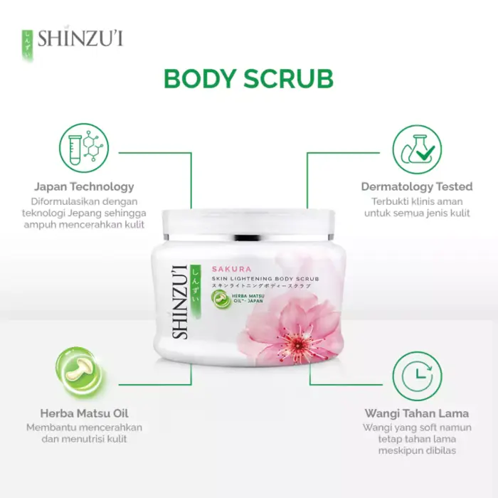 Shinzui Skin Lightening Body Scrub Sakura 200gr - Gambar 2