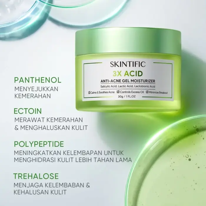 Skintific 3X Acid Anti-Acne Gel Moisturizer 30 gr - Gambar 7