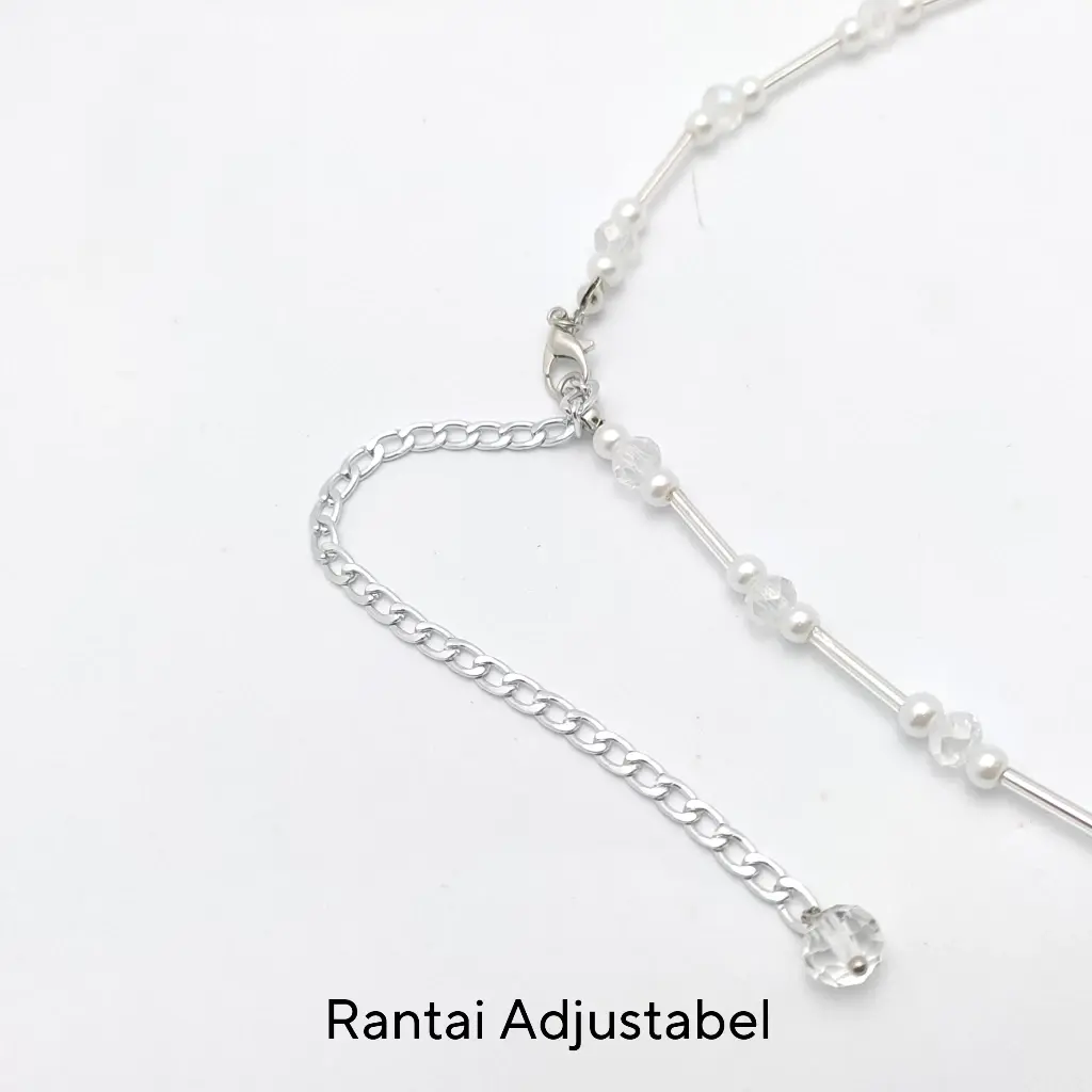 Kalung Hijab Beads Necklace Pearl Mutiara Kalung Hijab Beads Necklace Pearl Mutiara - Gambar 3