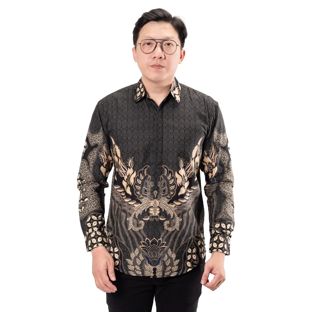 Kemeja Batik Songket Lengan Panjang Aydan Grey Kemeja Batik Songket Lengan Panjang - Gambar 4