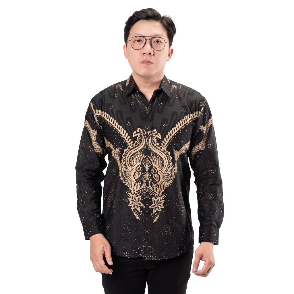 Kemeja Batik Songket Lengan Panjang Azril Black Kemeja Batik Songket Lengan Panjang - Gambar 2