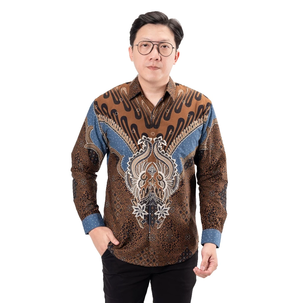 Kemeja Batik Songket Lengan Panjang Azril Brown Kemeja Batik Songket Lengan Panjang - Gambar 3