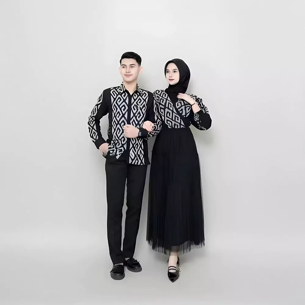 Baju Couple Motif Tenun Etnik Baju Couple Motif Tenun Etnik - Gambar 1
