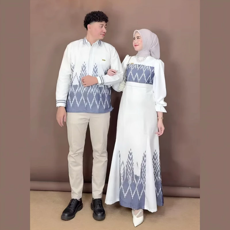 Baju Couple Motif Tenun Kinanti 1 Baju Couple Motif Tenun Kinanti - Gambar 1