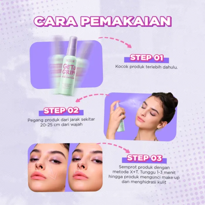 DAZZLE ME Get a Grip! Makeup Setting Spray Matte Fix Smooth Matte Finish - Gambar 6