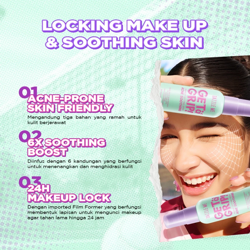 DAZZLE ME Get a Grip! Makeup Setting Spray Matte Fix Smooth Matte Finish 5 DAZZLE ME Get a Grip! Makeup Setting Spray Matte Fix Smooth Matte Finish - Gambar 4