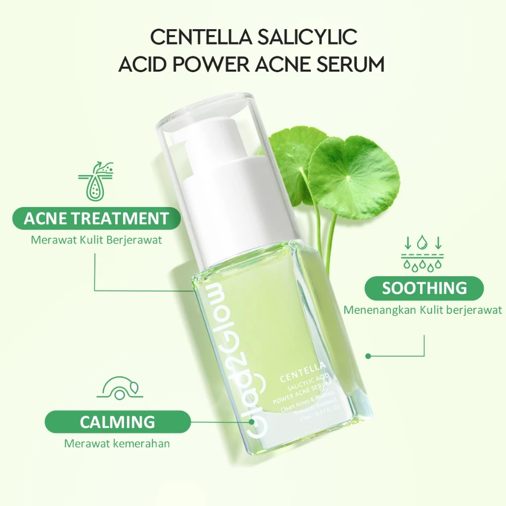 Glad2Glow Centella Salicylic Acid Power Acne Serum 4 Glad2Glow Centella Salicylic Acid Power Acne Serum - Gambar 2