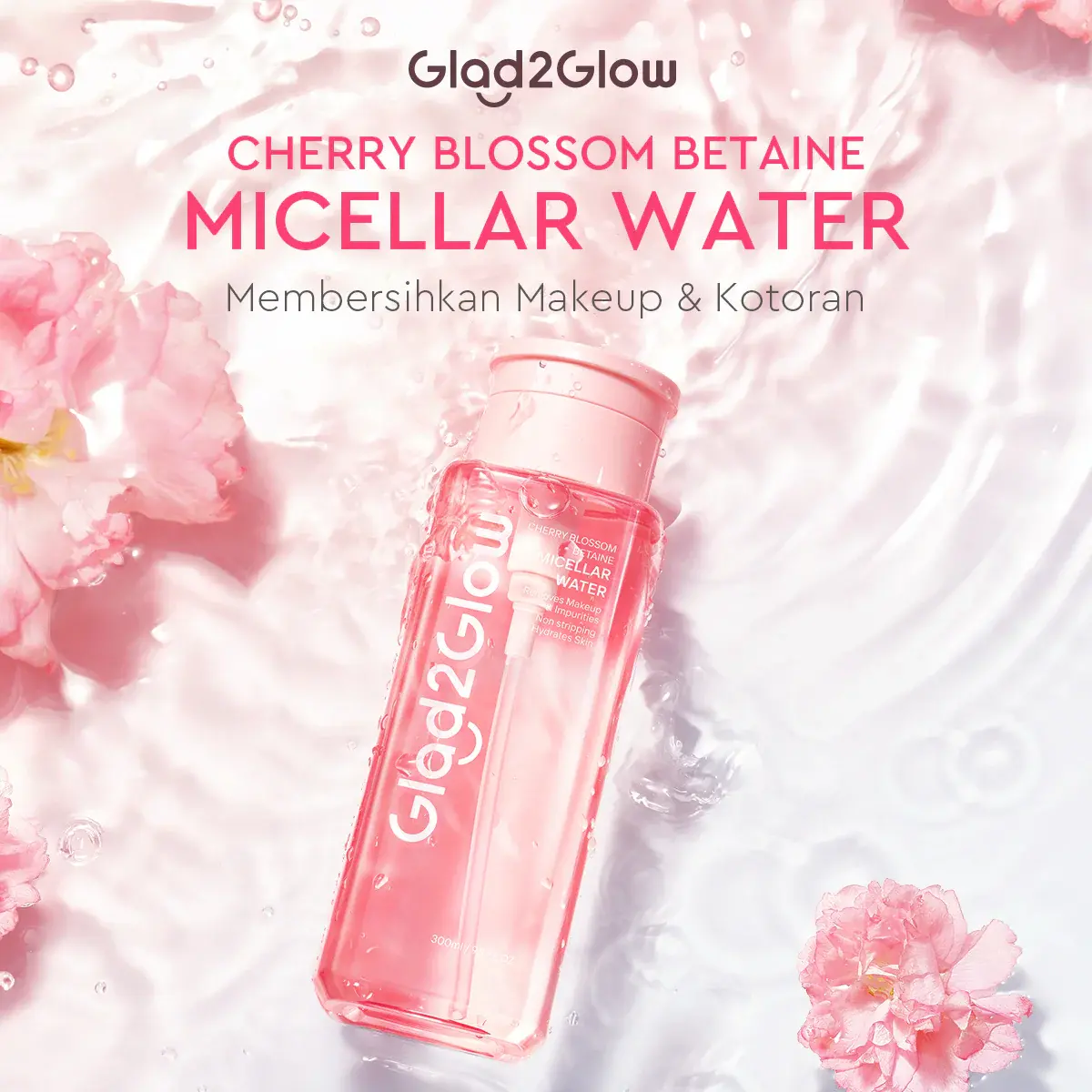 Glad2Glow Cherry Blossom Betaine Micellar Water 1 Glad2Glow Cherry Blossom Betaine Micellar Water - Gambar 1