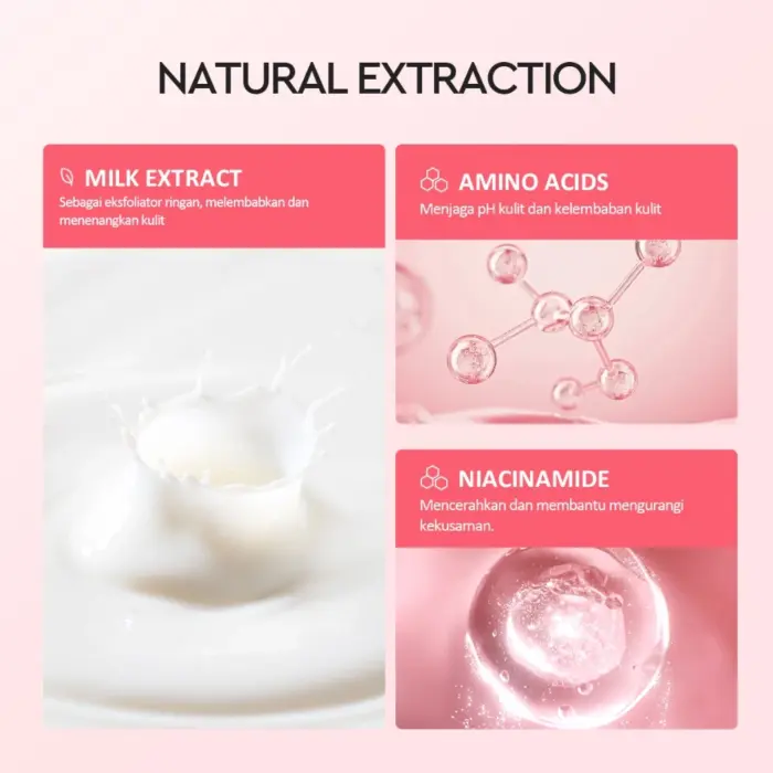 Glad2Glow Milk Amino Acid Gentle Cleanser - Gambar 3