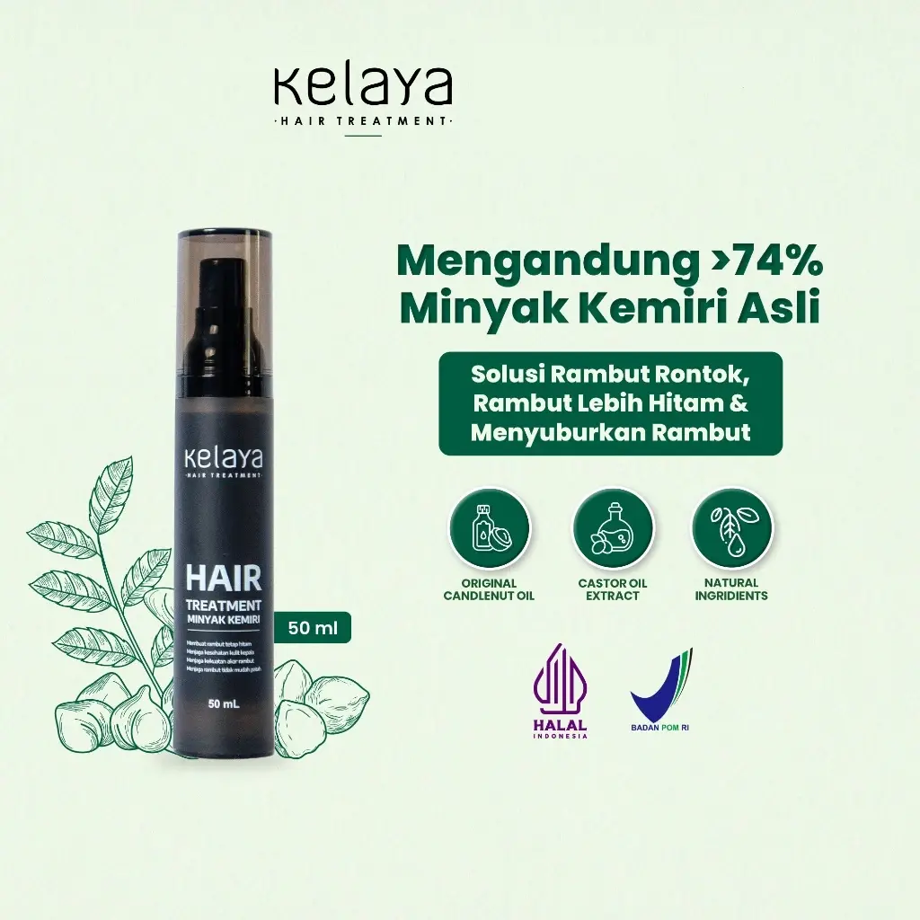 Kelaya Minyak Kemiri Penumbuh Rambut 8 Kelaya Minyak Kemiri Penumbuh Rambut 50ml - Gambar 1
