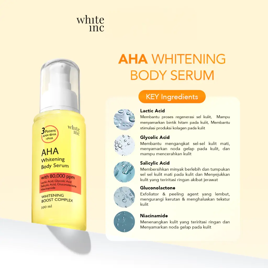 White Inc AHA Whitening Body Serum 8 White Inc AHA Whitening Body Serum 100 ml - Gambar 3