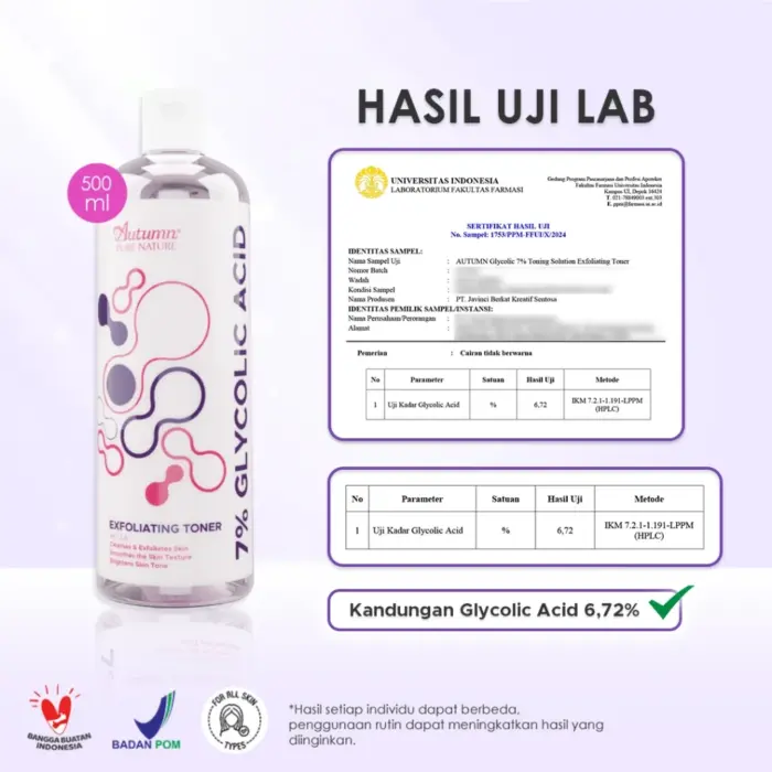 Autumn Glycolic Acid 7% Toning Solution Exfoliating Toner 500ml - Gambar 6