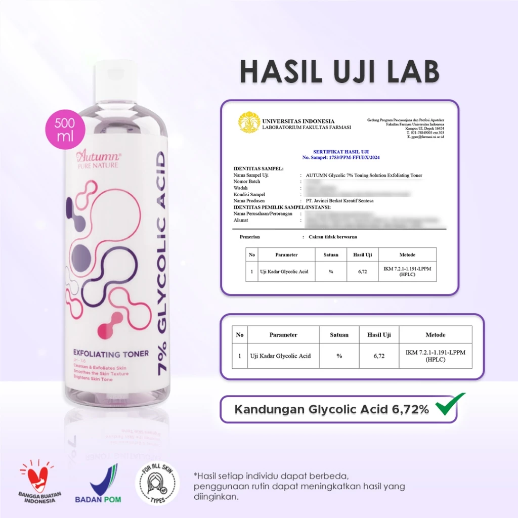 Autumn Glycolic Acid 7% Toning Solution Exfoliating Toner 1 Autumn Glycolic Acid 7% Toning Solution Exfoliating Toner 500ml - Gambar 6
