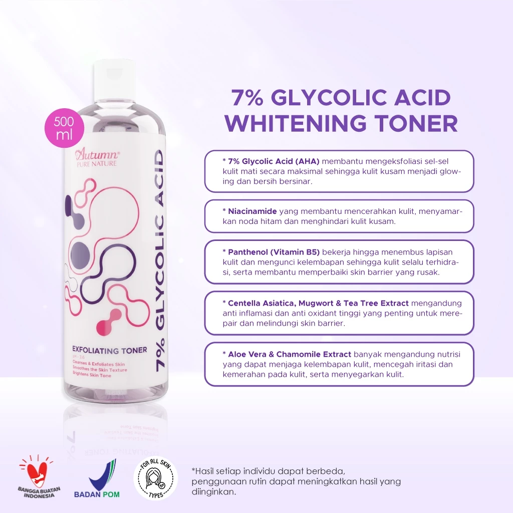 Autumn Glycolic Acid 7% Toning Solution Exfoliating Toner 2 Autumn Glycolic Acid 7% Toning Solution Exfoliating Toner 500ml - Gambar 5