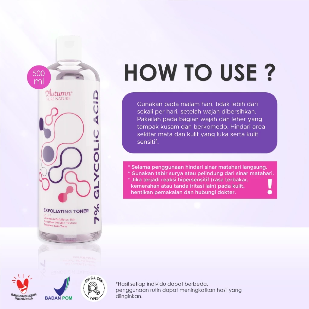Autumn Glycolic Acid 7% Toning Solution Exfoliating Toner 4 Autumn Glycolic Acid 7% Toning Solution Exfoliating Toner 500ml - Gambar 3