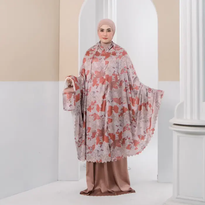 Zahira Series - Mukena Armany Silk Premium 2in1 Resleting Lasercut - Gambar 2