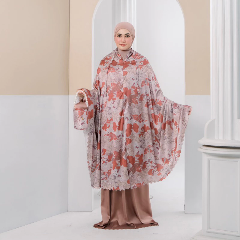 Mukena Armany Silk Premium 2in1 Resleting Lasercut Zahira Series - Mocca Zahira Series - Mukena Armany Silk Premium 2in1 Resleting Lasercut - Gambar 2