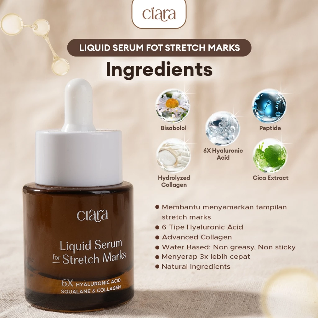 Ciara Liquid Serum Memudarkan Stretchmarks 3 Ciara Liquid Serum Memudarkan Stretchmarks 30 ml - Gambar 2