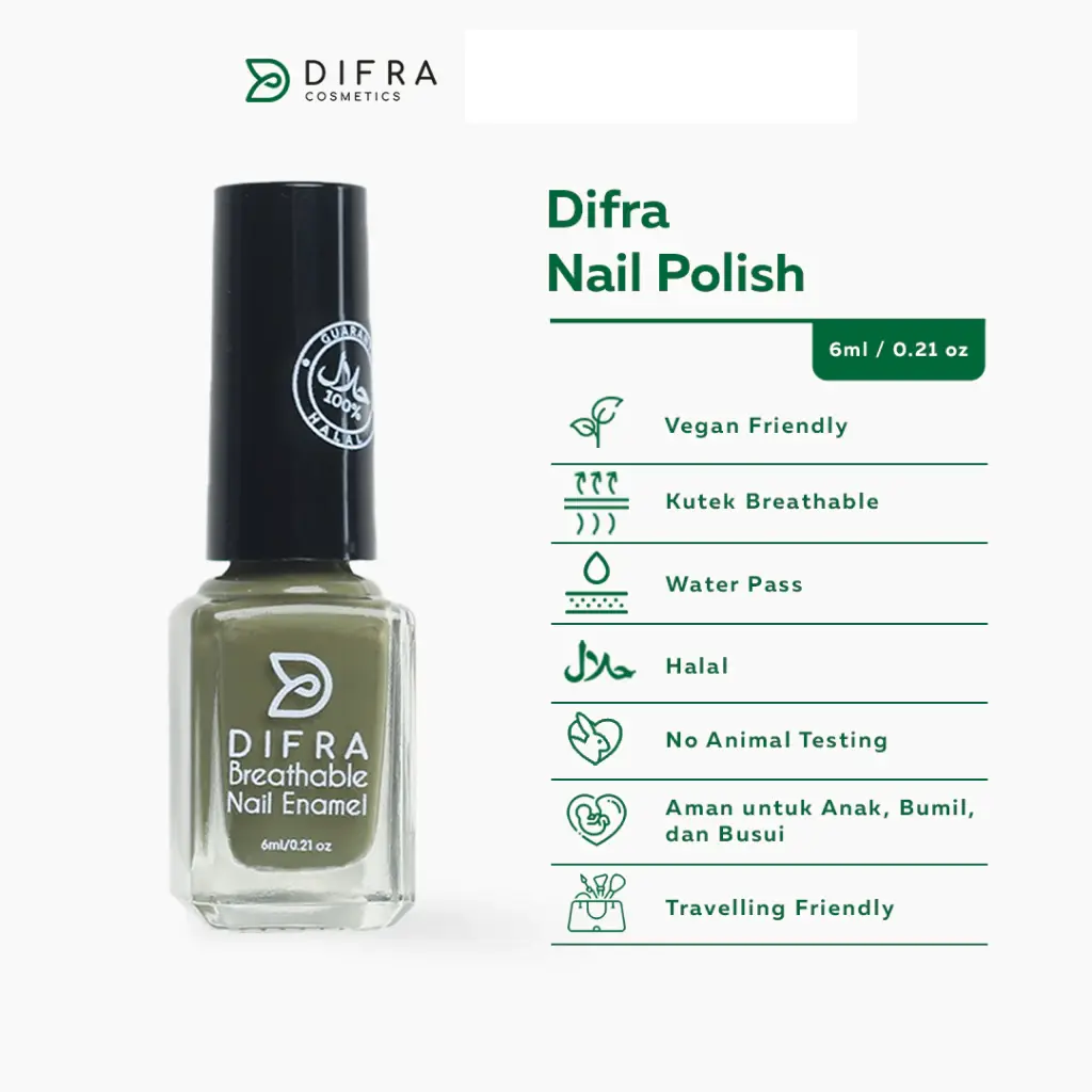 Kutek Halal - Difra Breathable Nail Enamel 2 Kutek Halal - Difra Breathable Nail Enamel - Gambar 2