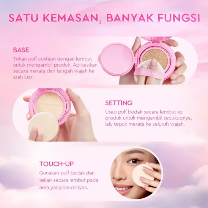 Glad2Glow 2in1 Perfect Pair Cushion Powder Foundation Waterproof - Gambar 5
