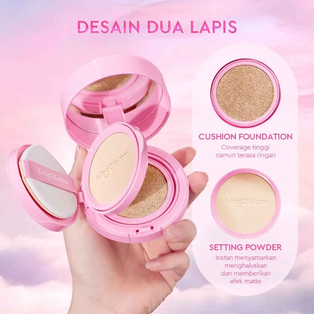 Glad2Glow 2in1 Perfect Pair Cushion 5 Glad2Glow 2in1 Perfect Pair Cushion Powder Foundation Waterproof - Gambar 3