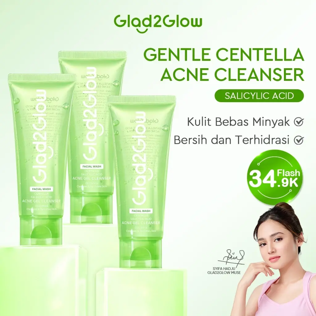 Glad2Glow Centella Salicylic Acid Acne Gel Cleanser 6 Glad2Glow Centella Salicylic Acid Acne Gel Cleanser - Gambar 1