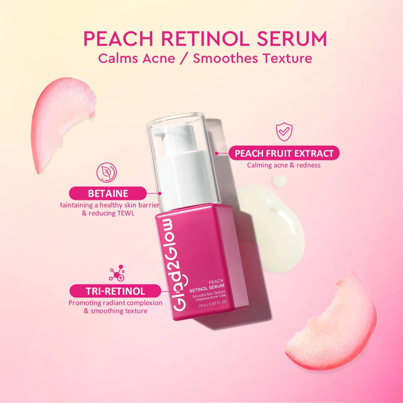 Glad2Glow Peach Retinol Serum 3 Glad2Glow Peach Retinol Serum - Anti Kerut - Gambar 5