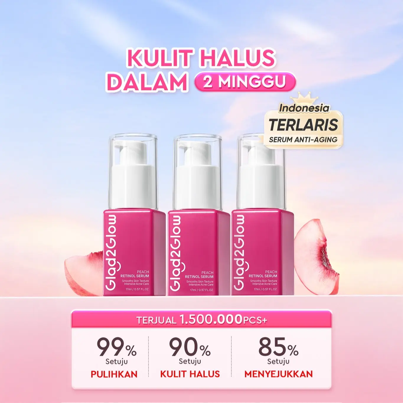 Glad2Glow Peach Retinol Serum 7 Glad2Glow Peach Retinol Serum - Anti Kerut - Gambar 1