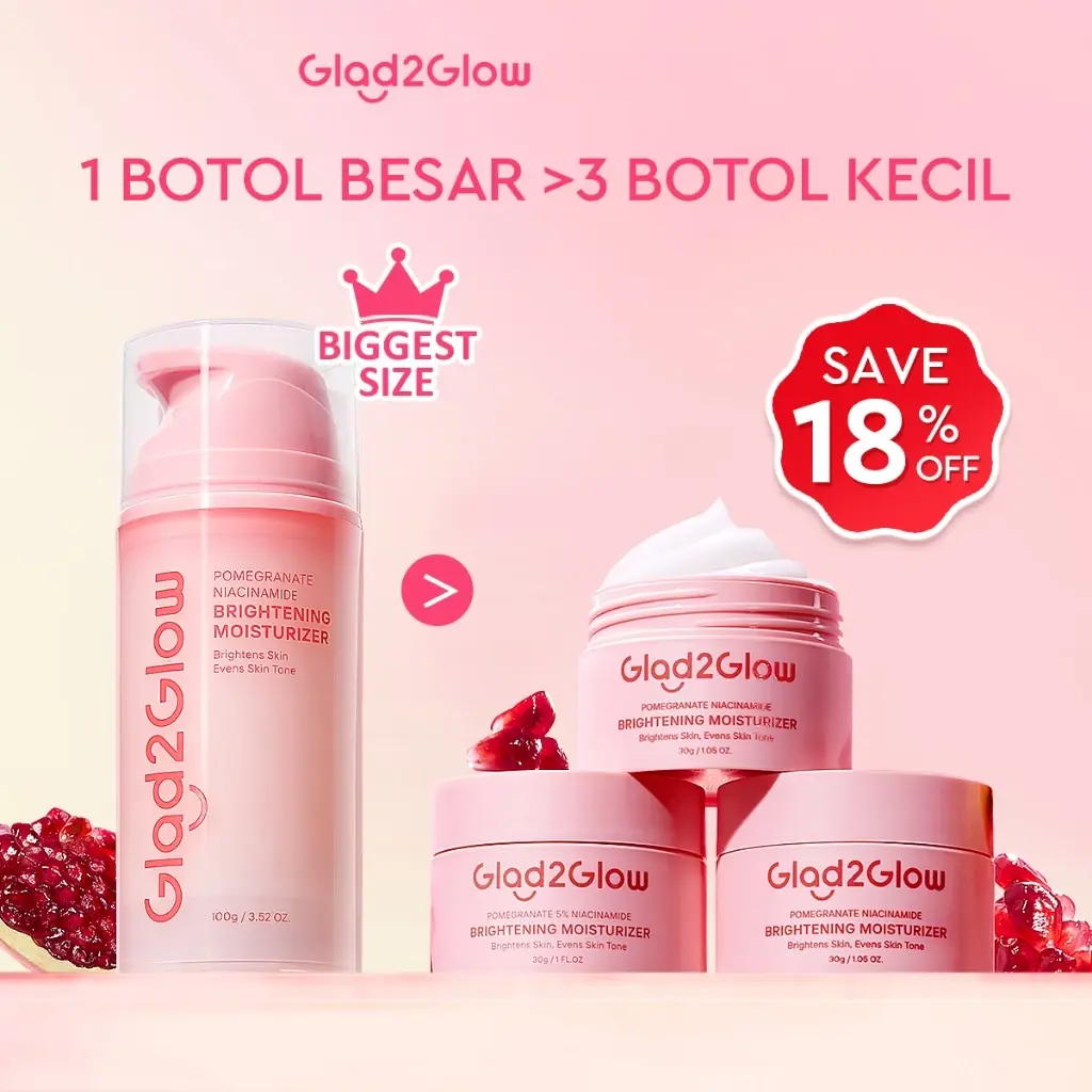 Glad2Glow Pomegranate Niacinamide Brightening Moisturizer 100 gr 8 Glad2Glow Pomegranate Niacinamide Brightening Moisturizer 100 gr - Gambar 1