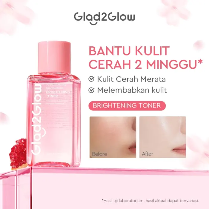 Glad2Glow Pomegranate Niacinamide Brightening Toner - Gambar 7