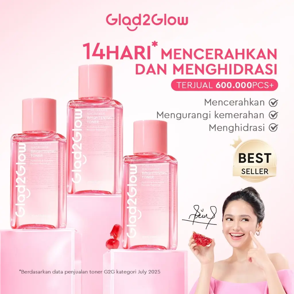 Glad2Glow Pomegranate Niacinamide Brightening Toner 7 Glad2Glow Pomegranate Niacinamide Brightening Toner - Gambar 1