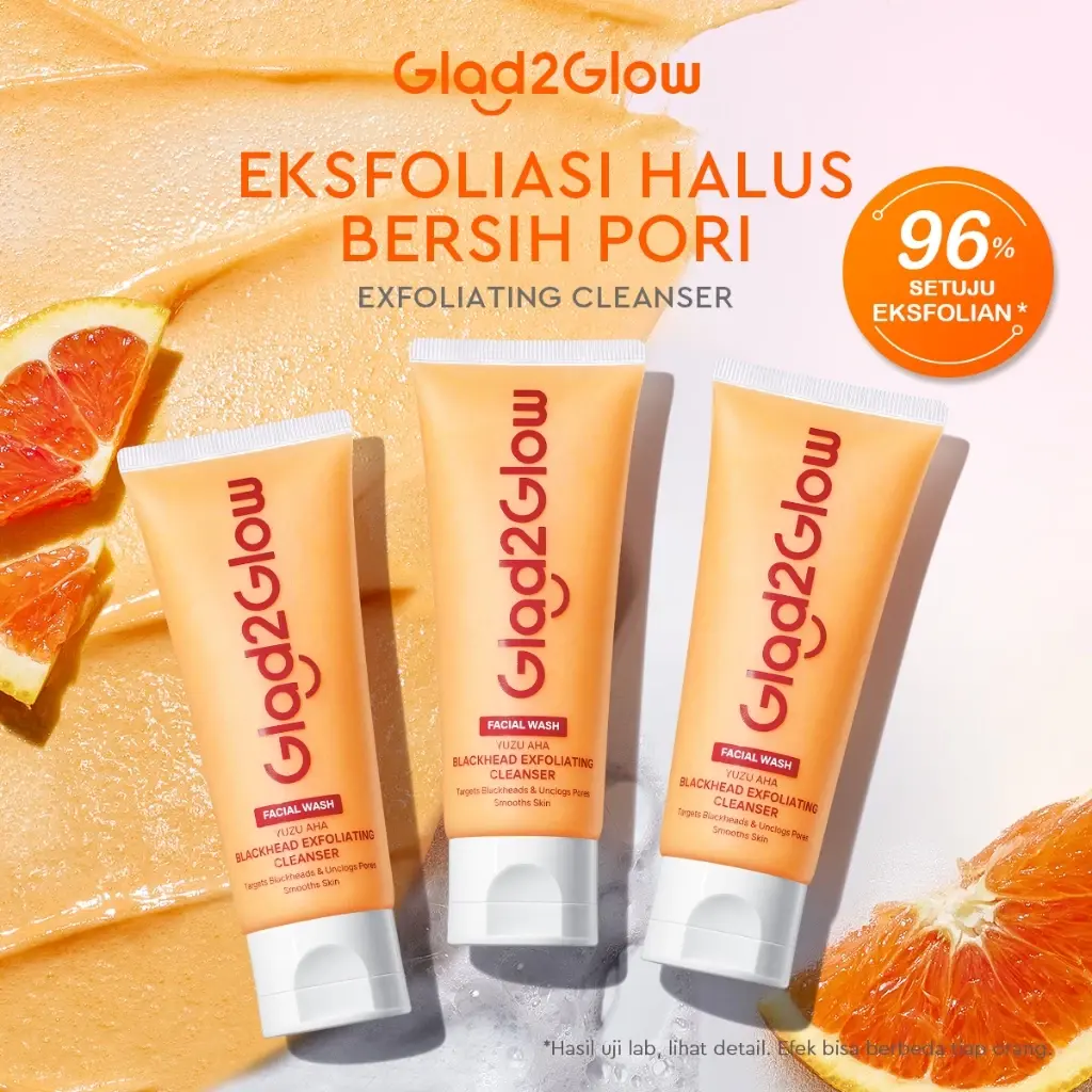 Glad2Glow Yuzu Aha Blackhead Exfoliating Cleanser 7 Glad2Glow Yuzu Aha Blackhead Exfoliating Cleanser - Gambar 3