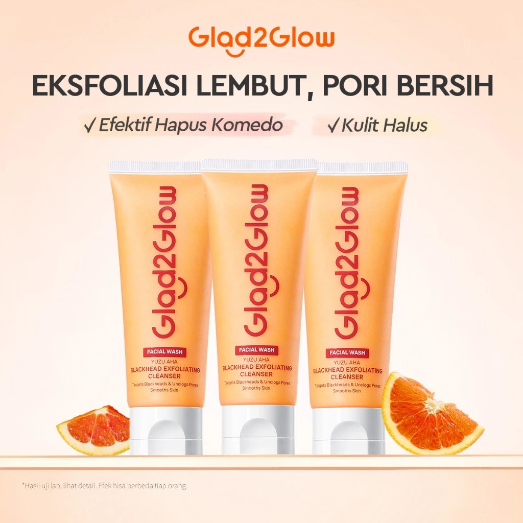 Glad2Glow Yuzu Aha Blackhead Exfoliating Cleanser 8 Glad2Glow Yuzu Aha Blackhead Exfoliating Cleanser - Gambar 1