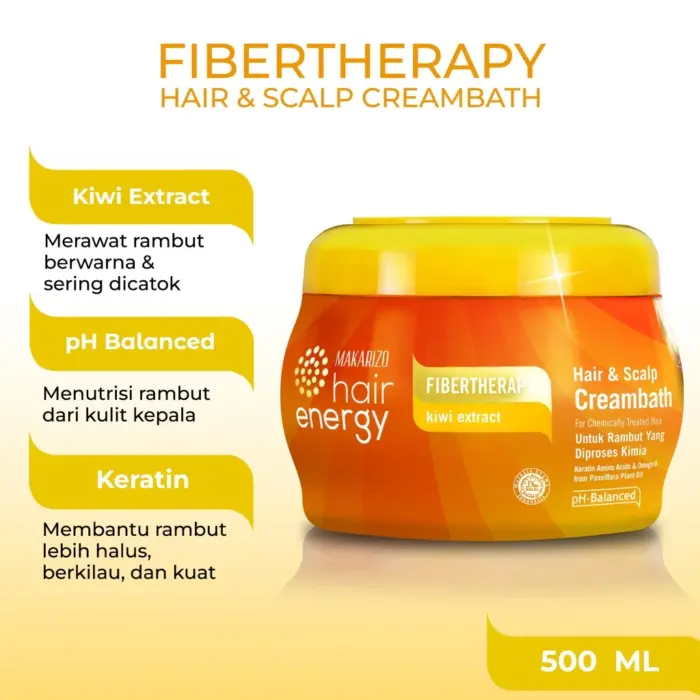 Makarizo Hair Energy Fibertherapy Hair & Scalp Creambath Kiwi - Gambar 2