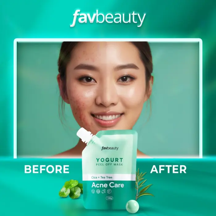 FAV Beauty Yogurt Acne Care Peel Off Mask Cica + Tea Tree - Gambar 6