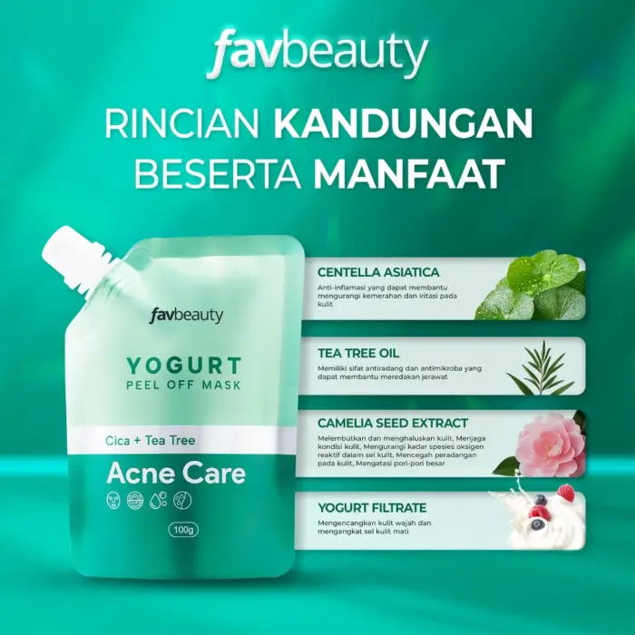 FAV Beauty Yogurt Acne Care Peel Off Mask Cica + Tea Tree - Gambar 4