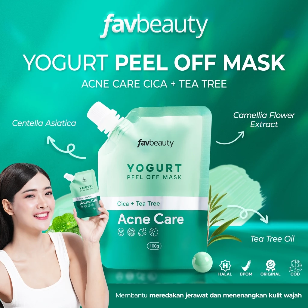 FAV Beauty Yogurt Acne Care 6 FAV Beauty Yogurt Acne Care Peel Off Mask Cica + Tea Tree - Gambar 1