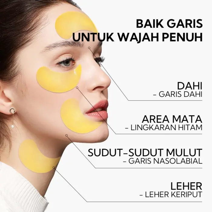 Lanbena 24K Gold Collagen Eye Patch - Penghilang Kantung Mata Lingkaran Hitam - Gambar 7