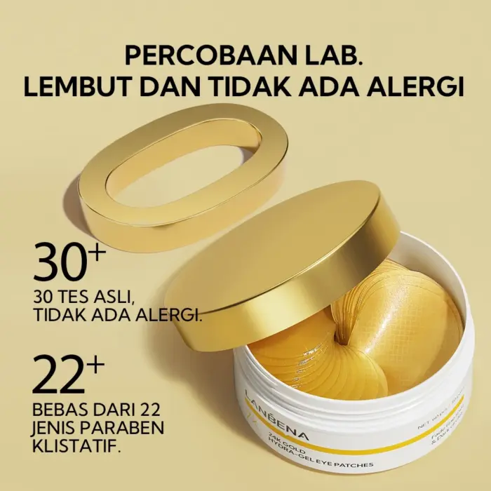 Lanbena 24K Gold Collagen Eye Patch - Penghilang Kantung Mata Lingkaran Hitam - Gambar 5
