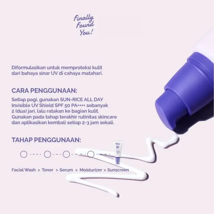 Finally Found You! Sun-Rice All Day Invisible UV Shield SPF 50 PA++++ 50ml - Gambar 2