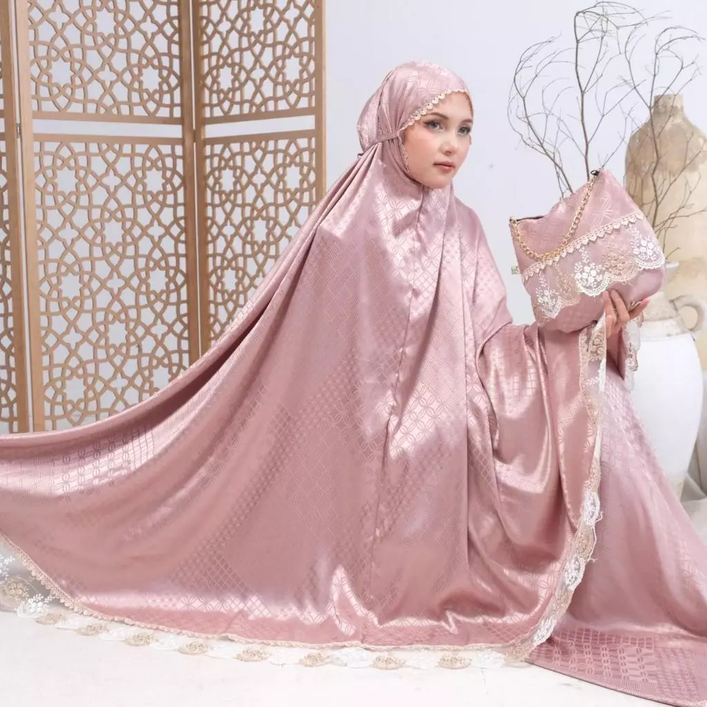 Mukena Dewasa 2in1 Armani Silk Jaguar - Pink Mukena Dewasa 2in1 Armani Silk Jaguar - Gambar 1