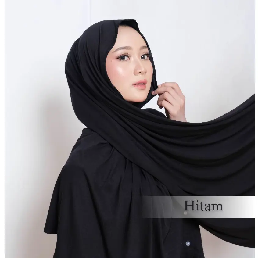 Pashmina Kaos Rayon Jasmine Airflow - Black Pashmina Kaos Rayon Jasmine Airflow - Gambar 1