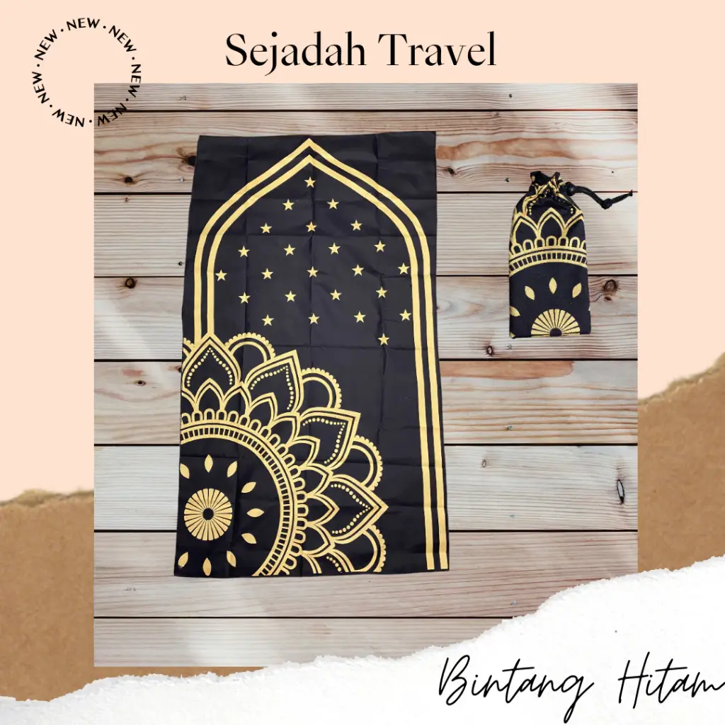 Sajadah Traveling Jumbo - Bintang Black Sajadah Traveling Jumbo - Gambar 1